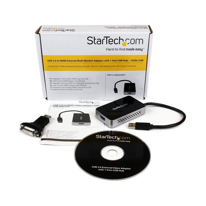 StarTech.com Adaptateur Vidéo Carte Graphique Externe USB 3.0 vers HDMI- avec Hub USB - 1920x1200