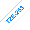 Brother TZe-253 - Cassette à ruban pour étiqueteuse originale – Bleu sur blanc, 24 mm de large