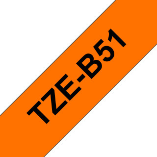 Brother Cassette à ruban pour étiqueteuse TZe-B51 originale – Orange fluorescent, 24 mm de large
