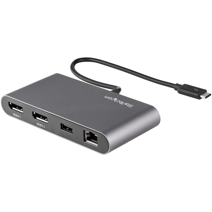 StarTech.com Mini Station d'Accueil Thunderbolt 3 - Dock Portable pour Deux Écrans avec DP 4K 60Hz, 1x hub USB-A (USB 3.0/5 Gb
