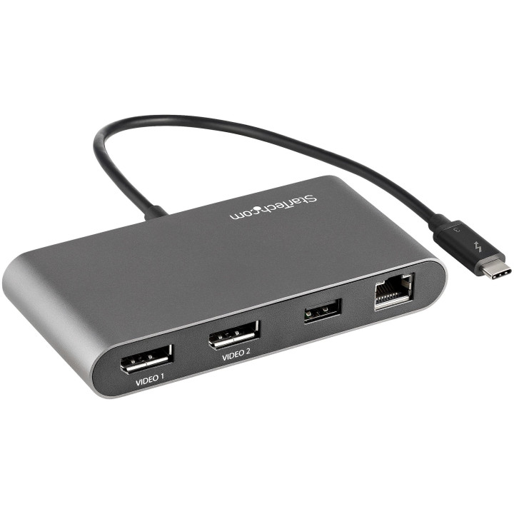 StarTech.com Mini Station d'Accueil Thunderbolt 3 - Dock Portable pour Deux Écrans avec DP 4K 60Hz, 1x hub USB-A (USB 3.0/5 Gb