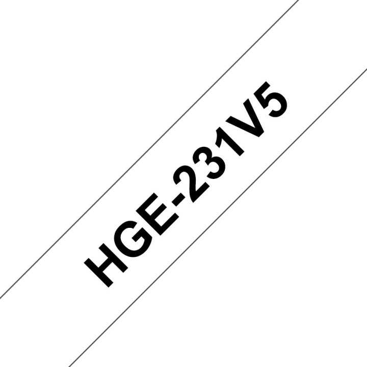 Brother HGe-231V5 - Cassette à ruban pour étiqueteuse originale – Noir sur blanc, 12 mm de large