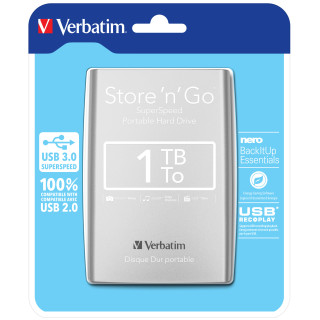 Verbatim Disque dur portable USB Store 'n' Go 3.0, 1 To, Argenté