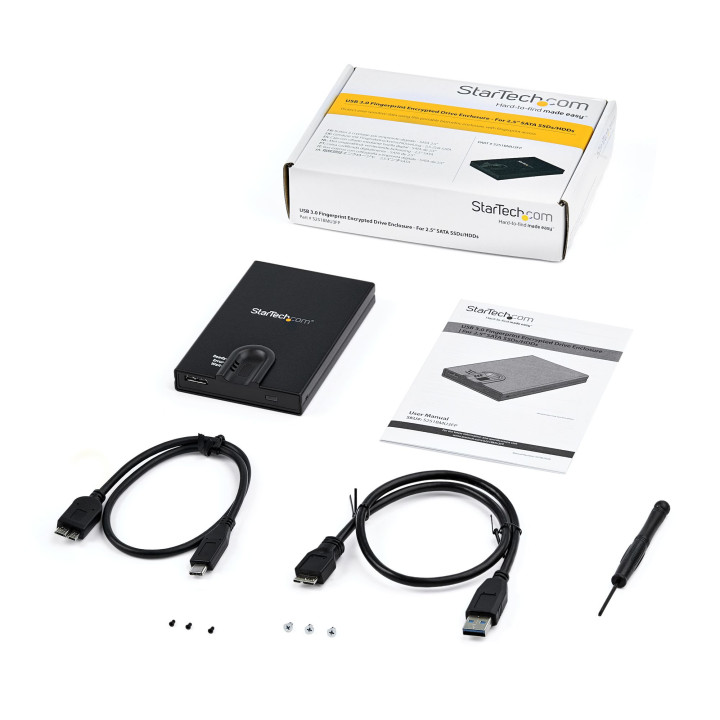 StarTech.com Boîtier de disque dur SATA de 2,5" crypté - Accès par empreinte digitale