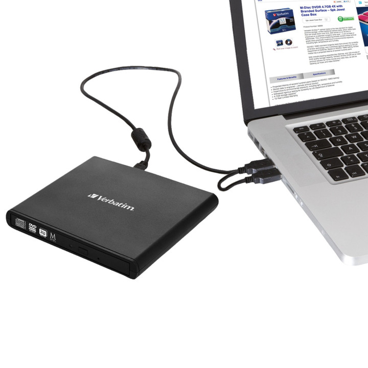 Verbatim Slimline CD/DVD lecteur de disques optiques DVD-RW Noir