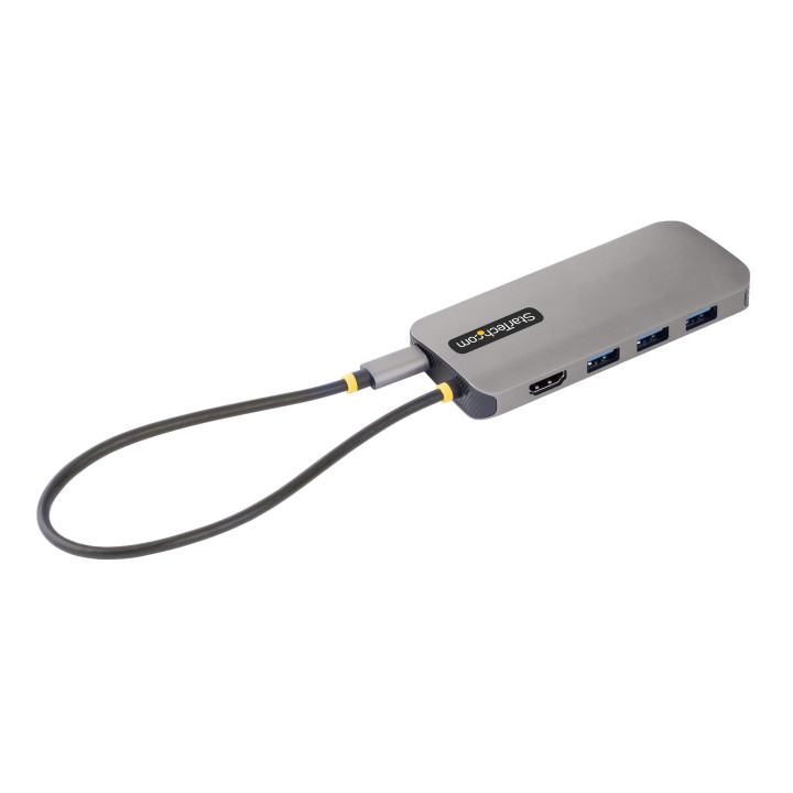 StarTech.com Adaptateur Multiport USB C - Vidéo HDMI 4K 60Hz - Hub USB-A 5 Gbps à 3 Ports, 100W PD Pass-Through, GbE, SD/Micr
