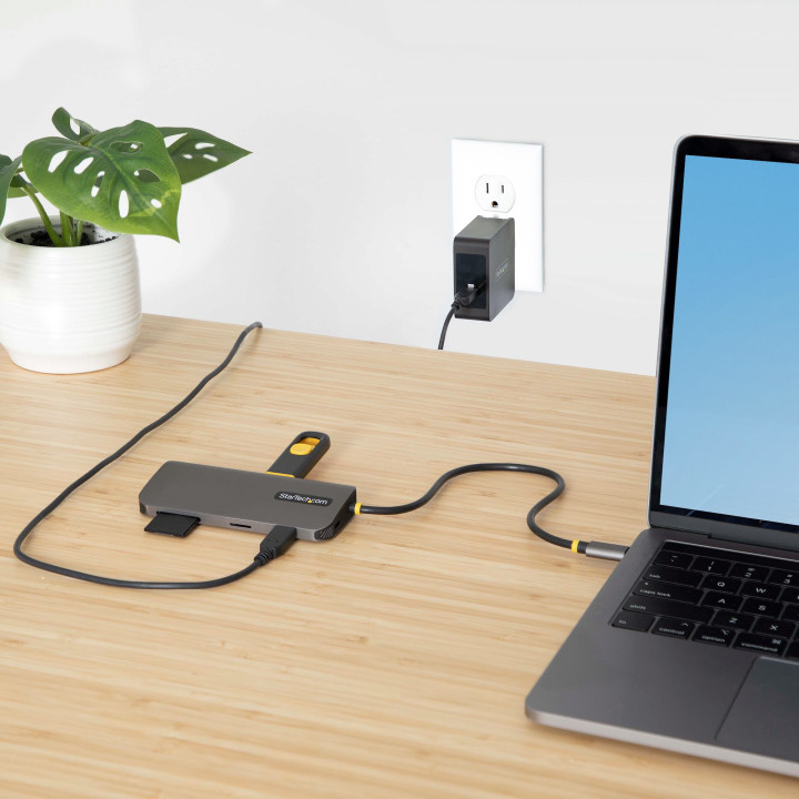 StarTech.com Adaptateur Multiport USB C - Vidéo HDMI 4K 60Hz - Hub USB-A 5 Gbps à 3 Ports, 100W PD Pass-Through, GbE, SD/Micr