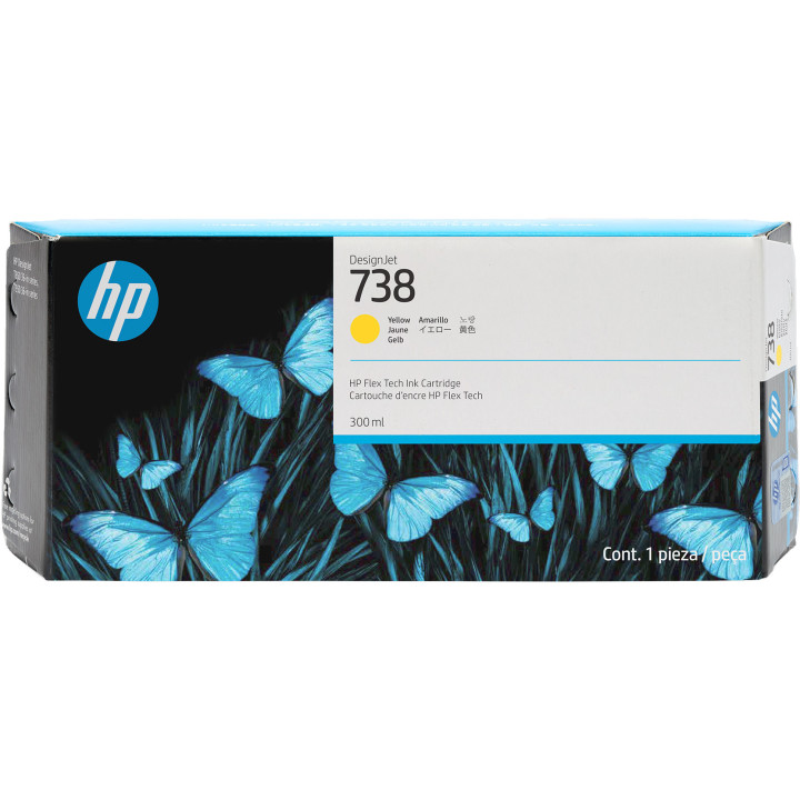 HP Cartouche d’encre DesignJet 738, jaune, 300 ml
