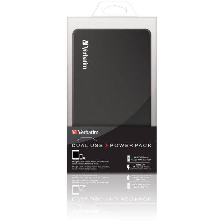 Verbatim Portable Power Pack 10000 mAh Lithium Polymère (LiPo) Noir