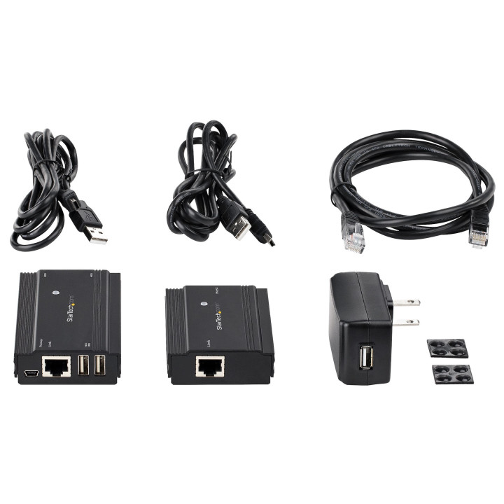 StarTech.com Hub USB 2.0 sur Câble Ethernet CAT5e/CAT6 Unique (RJ45) - 4 Ports - 100m - Concentrateur Extension USB - Boitier 