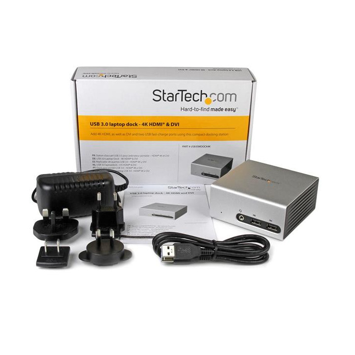 StarTech.com Station d'accueil USB 3.0 double affichage HDMI et DVI pour ordinateur portable - 4K