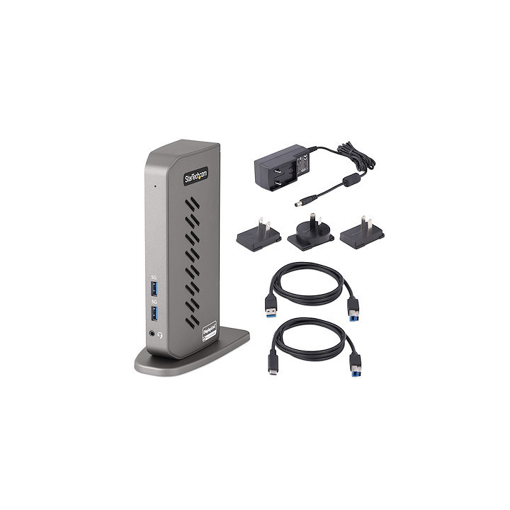 StarTech.com Dock USB-C USB-A - Station d'Accueil USB 3.0 Hybride Universelle pour PC Portable USB-C ou USB-A - Double Écran 4