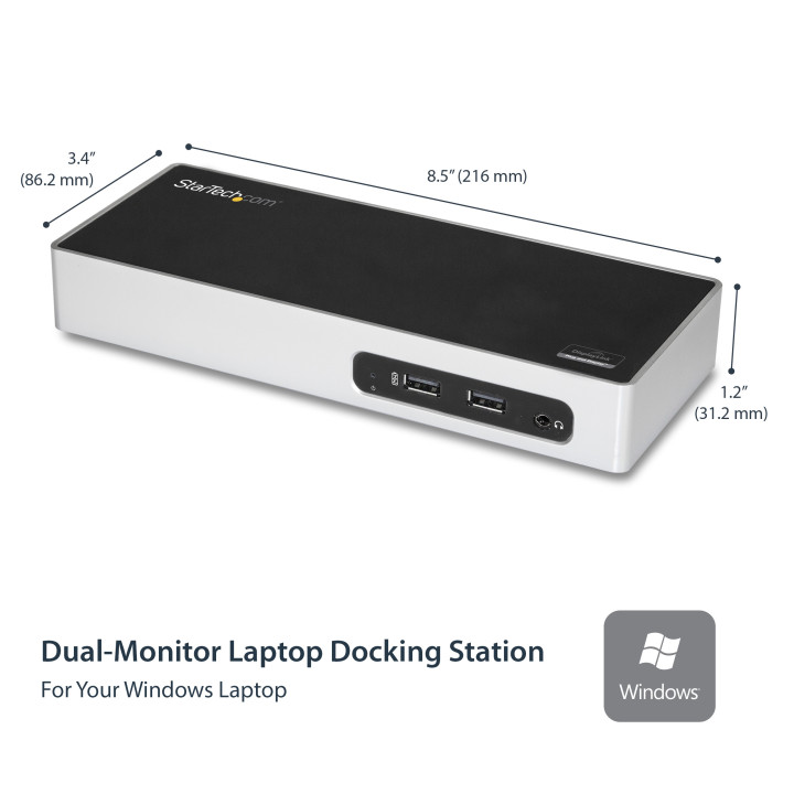StarTech.com Station d'Accueil USB 3.0 à Double Écran - Dock Universel Type-A pour PC/Ordinateur Portable avec HDMI et DVI/VG