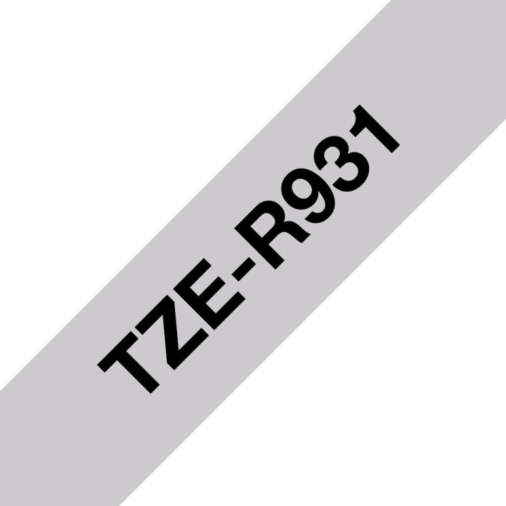 Brother TZE-R931 ruban d'étiquette Noir sur argent