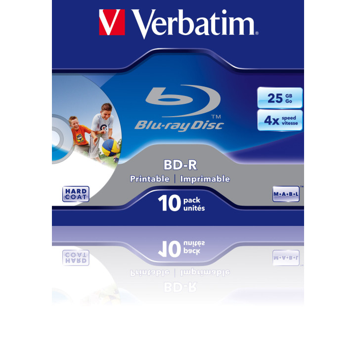 Verbatim BD-R SL 25GB 4x Printable 10 Pack Jewel Case 25 Go 10 pièce(s)