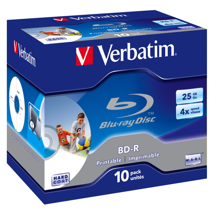 Verbatim BD-R SL 25GB 4x Printable 10 Pack Jewel Case 25 Go 10 pièce(s)