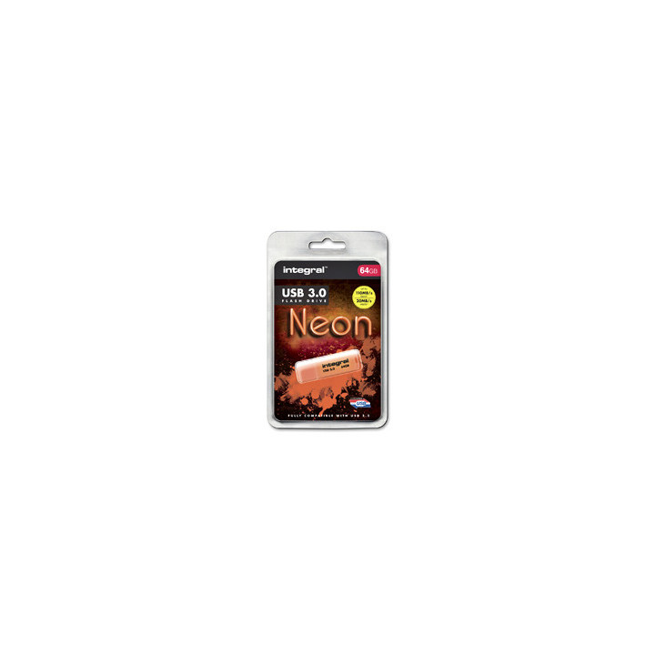 Integral INFD128GBNEONOR3.0 lecteur USB flash 128 Go USB Type-A 3.2 Gen 1 (3.1 Gen 1) Orange