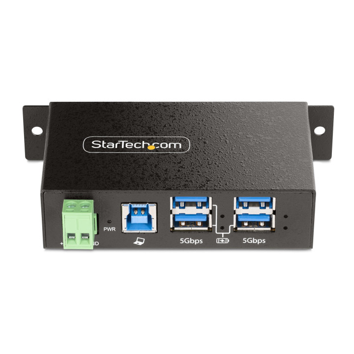 StarTech.com Hub USB 3.0 4 Ports avec 4x USB-A, Boîtier Industriel en Métal, Hub USB 4 ports avec Protection ESD, Montage Mur