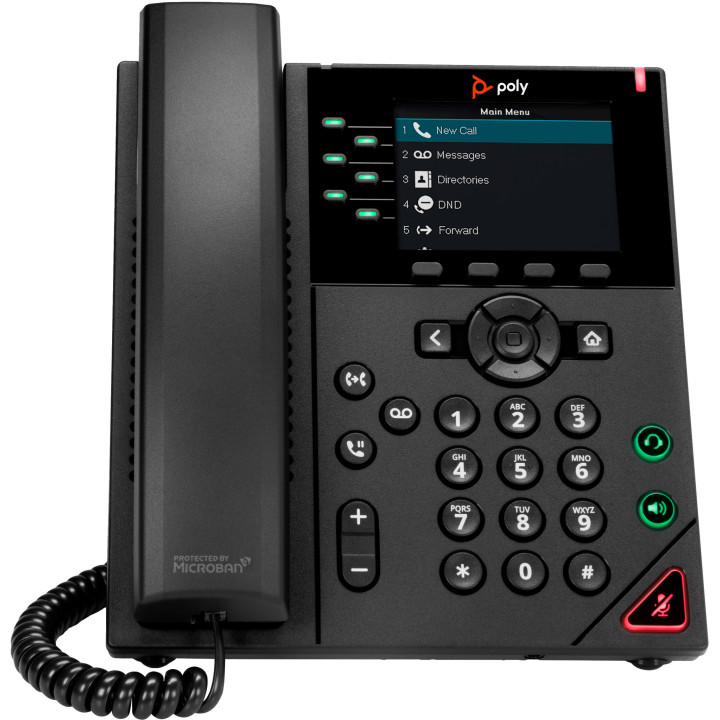 Poly Téléphone IP VVX 350 à 6 lignes et compatible PoE