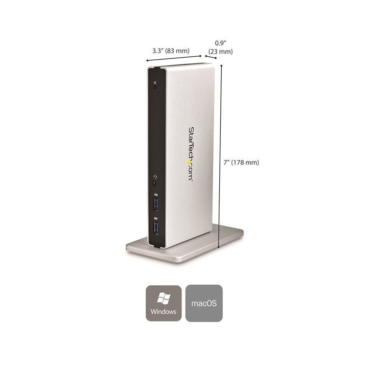StarTech.com Station d'Accueil USB 3.0 pour Deux Écrans avec Adaptateurs DVI vers VGA et HDMI, 5x USB 3.0 et Audio - Station d