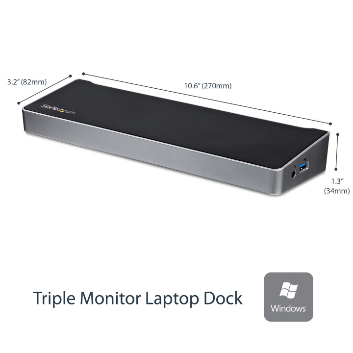 StarTech.com Station d'Accueil USB 3.0 à 3 Écrans avec 2x 4K DisplayPort et HDMI - Hub USB-A à 5 Ports (1x Fast-Charge), Aud