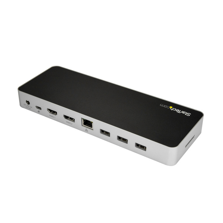 StarTech.com Station d'Accueil USB C - Double Écran HDMI & DisplayPort 4K 30Hz - Dock USB Type-C pour PC Portable 60W PD, SD, 