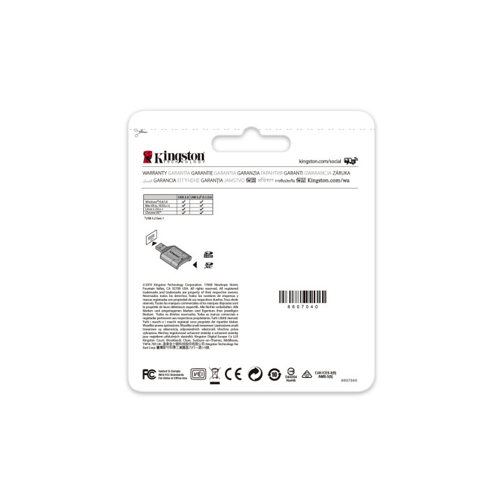 Kingston Technology MobileLite Plus lecteur de carte mémoire USB 3.2 Gen 1 (3.1 Gen 1) Type-A Noir