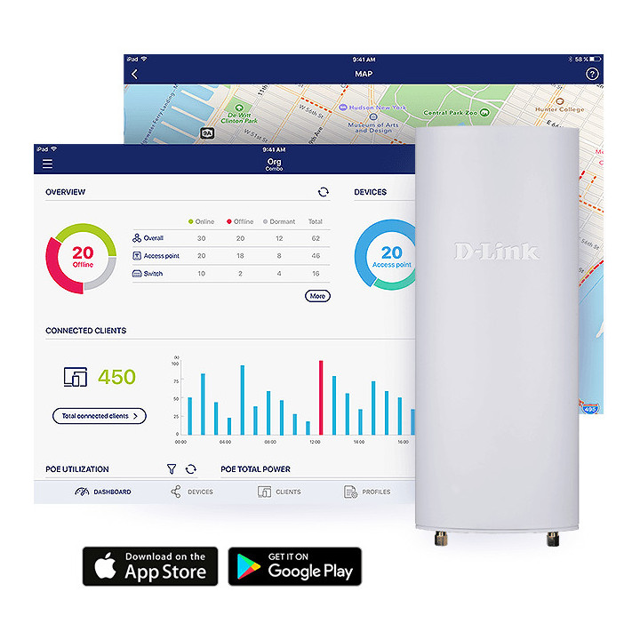 D-Link Points d’accès extérieurs Wi‑Fi AC1300 Wave 2 gérés dans le cloud