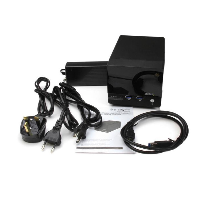 StarTech.com Boîtier RAID USB 3.0 pour 2 disques durs SATA III de 3,5 pouces avec UASP et hub USB à charge rapide