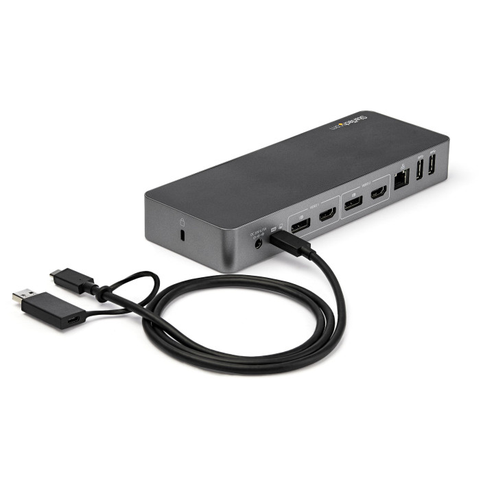 StarTech.com Station d'Accueil Universelle pour Ordinateur Portable, Station d'Accueil Hybride USB-C & USB-A, Dual 4K DP & HDMI