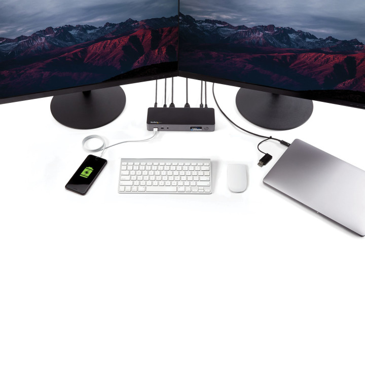 StarTech.com Station d'Accueil Universelle pour Ordinateur Portable, Station d'Accueil Hybride USB-C & USB-A, Dual 4K DP & HDMI
