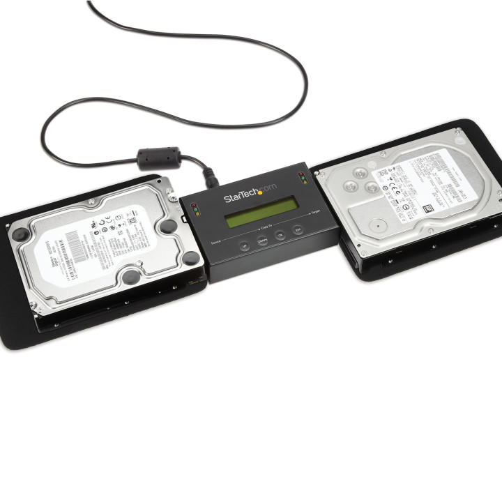 StarTech.com Duplicateur et Effaceur de Disque Dur Autonome 1:1, Cloneur et Effaceur de Disque SATA HDD/SSD, Écran LCD, Confor