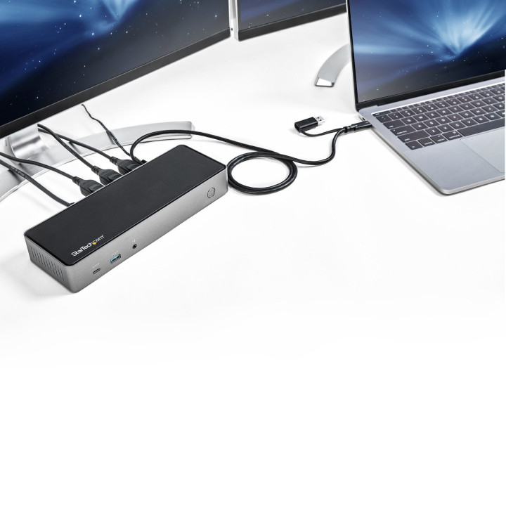 StarTech.com Dock USB-C & USB-A - Station d'Accueil Universelle à Triple Écran DisplayPort & HDMI 4K 60Hz - 85W Power Deliver