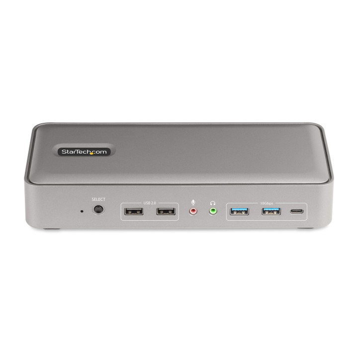 StarTech.com Docking Station KVM USB-C pour Deux PC Portables - Station d'Accueil DisplayPort 4K 60Hz pour 2 Moniteurs - Hub US