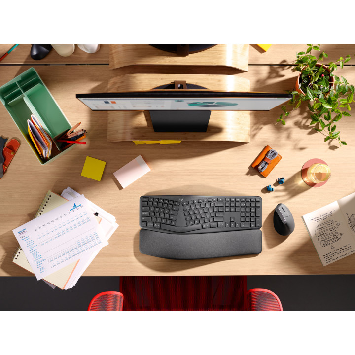 Logitech ERGO K860 clavier Bureau Bluetooth AZERTY Français Graphite