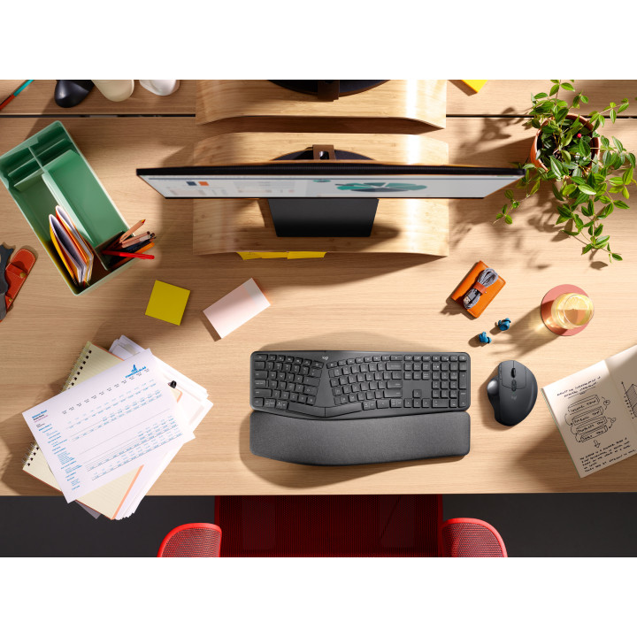 Logitech ERGO K860 clavier Bureau Bluetooth AZERTY Français Graphite