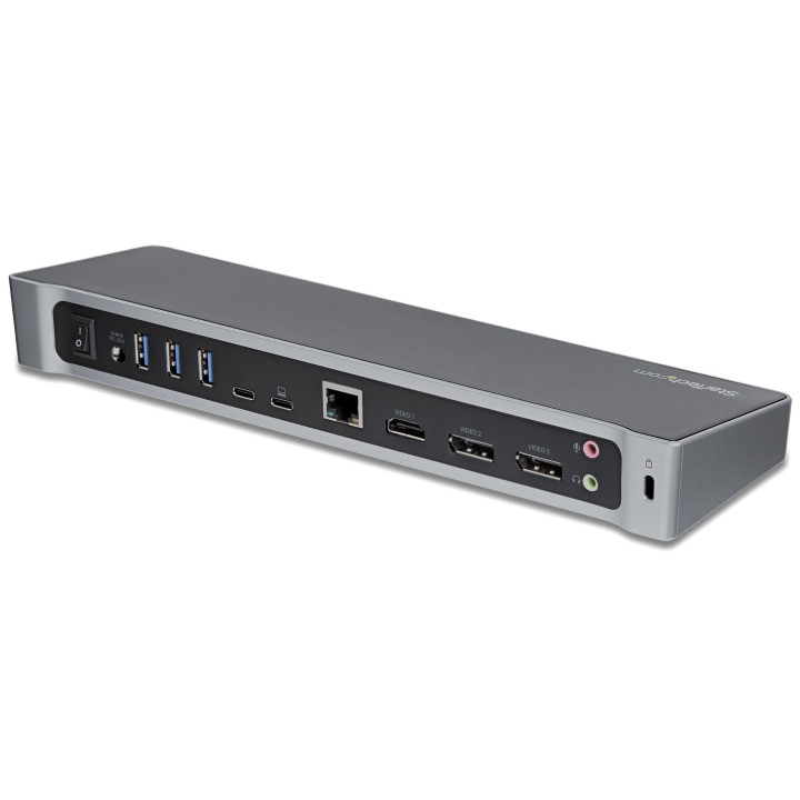 StarTech.com Station d'Accueil USB-C 4K, Station d'Accueil pour Moniteur Triple UHD 4K, Mac & Windows, USB C vers HDMI & Displa