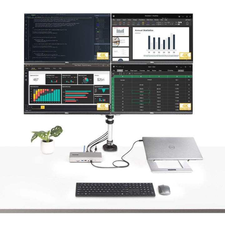StarTech.com Station d'Accueil Thunderbolt 4 pour Écrans Multiples, Docking Station/Dock pour Quadruples/Triples/Doubles Écra
