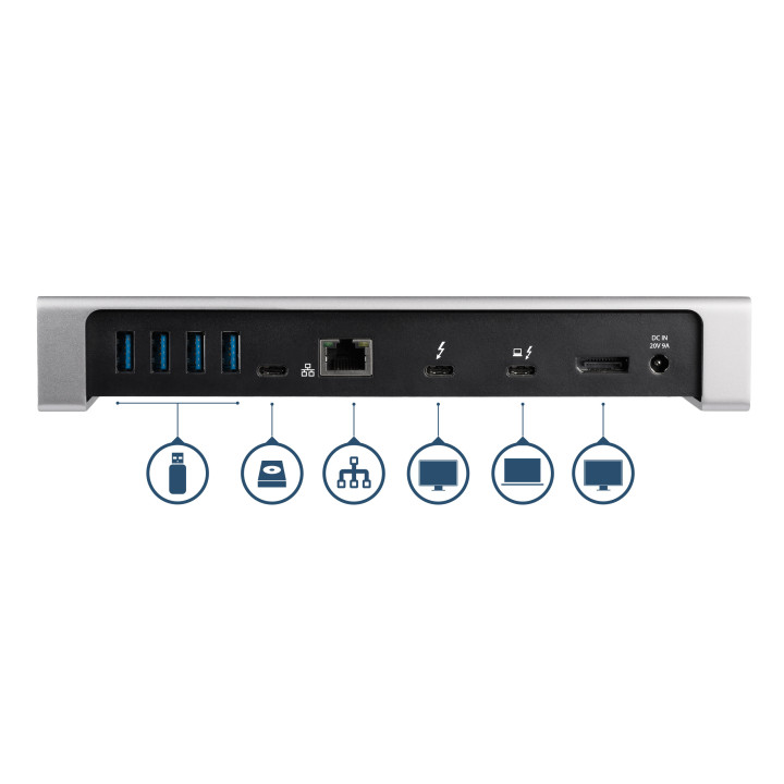 StarTech.com Dock Thunderbolt 3 pour PC portable - Station d'Accueil à Double Écran - Dual 4k 60Hz Displayport - 85W Power De