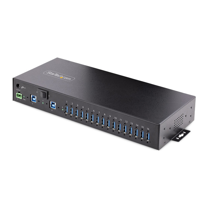 StarTech.com Hub USB 3.0 5Gbps Industriel à 16 Ports - Montage DIN/Surface/Rack - Protection ESD - Commutateur USB 3.0 Aliment