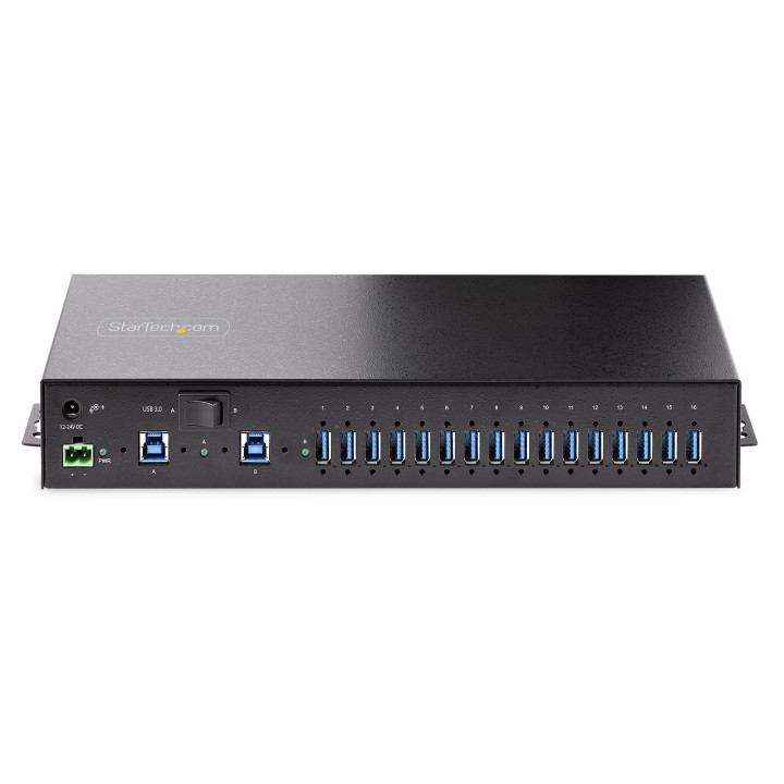 StarTech.com Hub USB 3.0 5Gbps Industriel à 16 Ports - Montage DIN/Surface/Rack - Protection ESD - Commutateur USB 3.0 Aliment