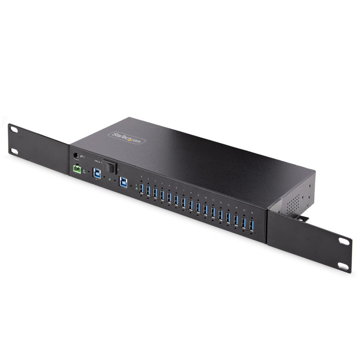 StarTech.com Hub USB 3.0 5Gbps Industriel à 16 Ports - Montage DIN/Surface/Rack - Protection ESD - Commutateur USB 3.0 Aliment