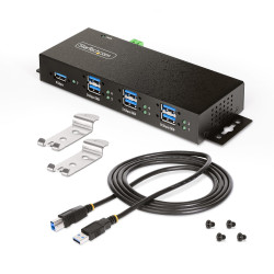 StarTech.com Hub USB 3.0 7 Ports avec 7x USB-A, Boîtier Industriel en Métal, Hub USB 7 ports avec Protection ESD, Montage Mur