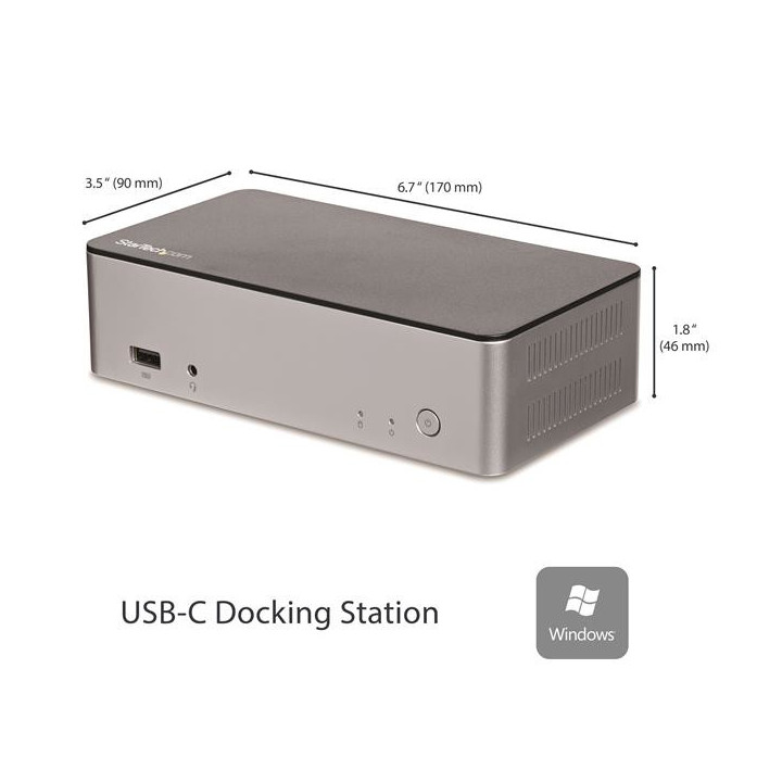 StarTech.com Station d'accueil USB-C double affichage DisplayPort - Baie de lecteur de disque dur/SSD SATA de 2,5 pouces - MST 