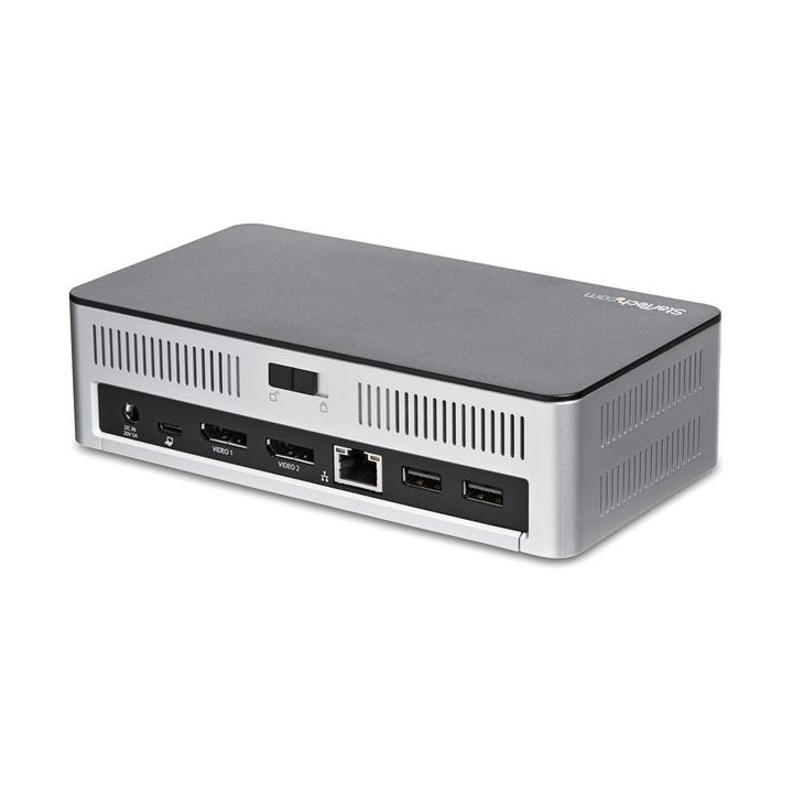 StarTech.com Station d'accueil USB-C double affichage DisplayPort - Baie de lecteur de disque dur/SSD SATA de 2,5 pouces - MST 