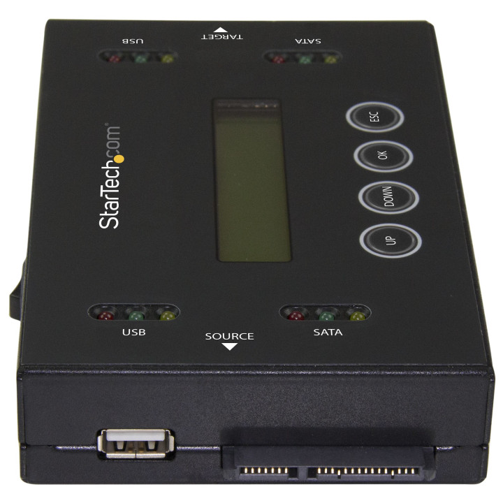 StarTech.com Duplicateur et Effaceur de Disque Dur Autonome 1:1, Cloneur et Effaceur de HDD/SSD SATA et de Clé USB, Écran LCD