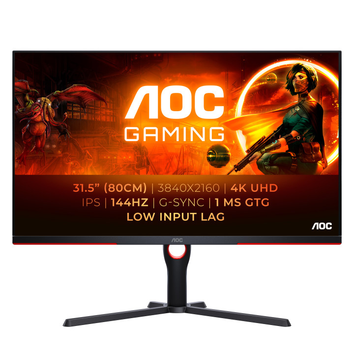 AOC G3 U32G3X/BK écran plat de PC 80 cm (31.5") 3840 x 2160 pixels 4K Ultra HD LED Noir, Rouge