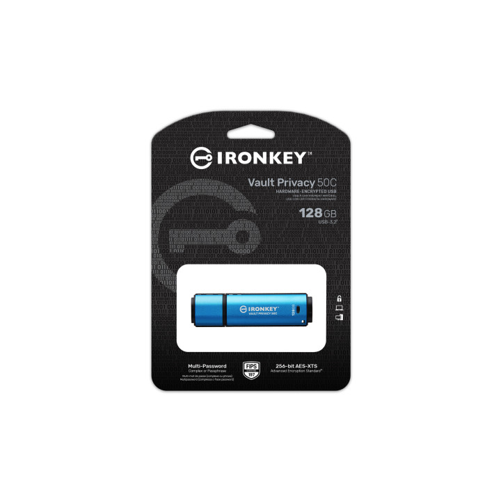 Kingston Technology IronKey 128Go USB-C Vault Privacy 50C chiffrée AES-256, FIPS 197