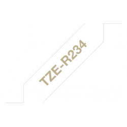 Brother TZE-R234 ruban d'étiquette Doré sur blanc