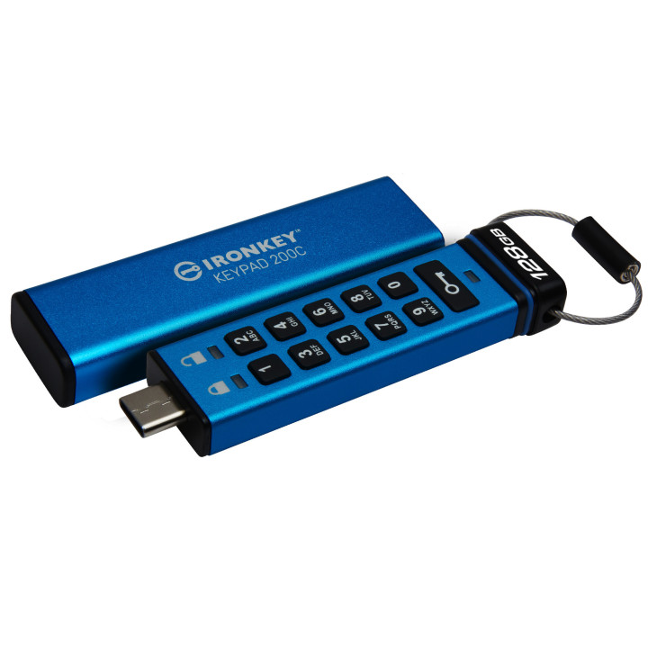 Kingston Technology IronKey Keypad 200C USB-C de 128 Go, FIPS 140-3 niveau 3 AES-256